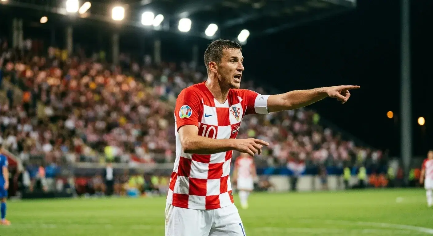 Kapetan hrvatske reprezentacije daje upute suigračima tijekom utakmice.